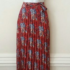 Lularoe Deanne Wrap Skirt 2XL XXL Red Teal Roses C
